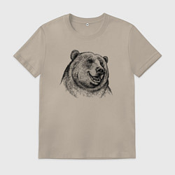 Футболка хлопковая мужская Медведь улыбается, цвет: миндальный