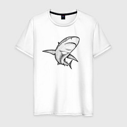 Футболка хлопковая мужская Акула shark, цвет: белый