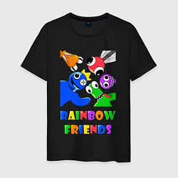 Футболка хлопковая мужская Rainbow Friends персонажи, цвет: черный