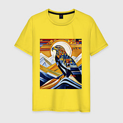 Футболка хлопковая мужская Орел в горах, цвет: желтый