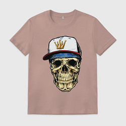 Футболка хлопковая мужская Черепок в кепке, цвет: пыльно-розовый