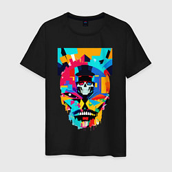 Футболка хлопковая мужская Funny skull - pop art, цвет: черный