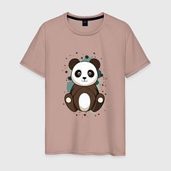 Футболка хлопковая мужская Странная панда, цвет: пыльно-розовый