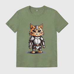 Футболка хлопковая мужская Рыжий кот в доспехах, цвет: авокадо