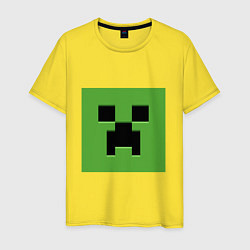 Футболка хлопковая мужская Minecraft creeper face, цвет: желтый