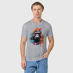 Футболка хлопковая мужская Граффити с гориллой, цвет: меланж — фото 2