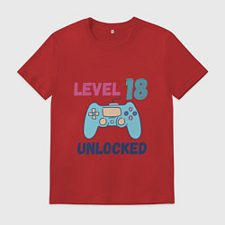 Футболка хлопковая мужская 18 уровень жизни, цвет: красный