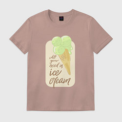 Футболка хлопковая мужская All you need is ice cream, цвет: пыльно-розовый