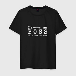 Футболка хлопковая мужская Boss this time to work, цвет: черный