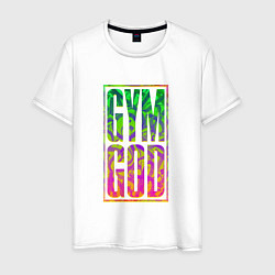 Футболка хлопковая мужская Gym god, цвет: белый