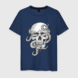Футболка хлопковая мужская Skull octopus, цвет: тёмно-синий
