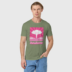 Футболка хлопковая мужская Розовый гриб - Барбигеймер, цвет: авокадо — фото 2