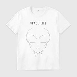 Футболка хлопковая мужская Космическая жизнь, цвет: белый