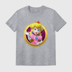 Футболка хлопковая мужская Пич значок, цвет: меланж