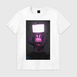 Футболка хлопковая мужская Tvman-skibidi, цвет: белый