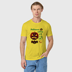 Футболка хлопковая мужская Хэллоуин, ночной звонок, цвет: желтый — фото 2