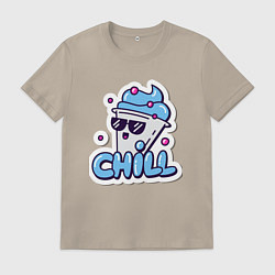 Футболка хлопковая мужская Отдых chill, цвет: миндальный