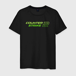 Футболка хлопковая мужская Counter strike 2 green logo, цвет: черный