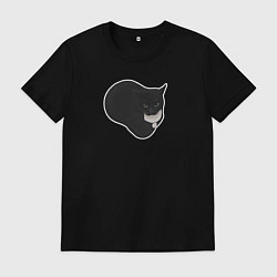 Футболка хлопковая мужская Maxwell cat на черном фоне, цвет: черный