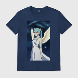 Футболка хлопковая мужская Аниме девушка ангел, цвет: тёмно-синий