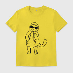 Футболка хлопковая мужская Кот - выпендрёжник, цвет: желтый