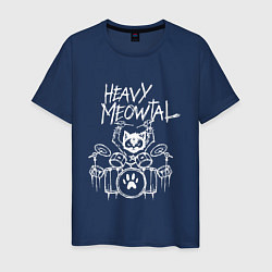 Футболка хлопковая мужская Heavy Meowtal - кошачья музыка, цвет: тёмно-синий