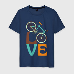 Футболка хлопковая мужская Люблю велосипед, цвет: тёмно-синий