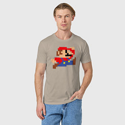 Футболка хлопковая мужская Пиксельный Марио, цвет: миндальный — фото 2