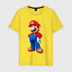 Футболка хлопковая мужская Марио стоит, цвет: желтый