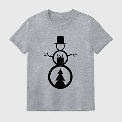 Футболка хлопковая мужская Креативный новогодний снеговик, цвет: меланж