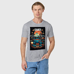Футболка хлопковая мужская Геймер old school, цвет: меланж — фото 2