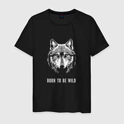 Футболка хлопковая мужская Black white wolf, цвет: черный