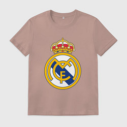 Футболка хлопковая мужская Real madrid fc sport, цвет: пыльно-розовый