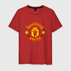 Футболка хлопковая мужская Манчестер Юнайтед фк спорт, цвет: красный
