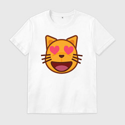 Футболка хлопковая мужская Оранжевый котик влюблён, цвет: белый