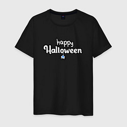 Футболка хлопковая мужская Happy halloween и паук, цвет: черный