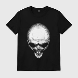 Футболка хлопковая мужская Череп инопланетянина белый, цвет: черный