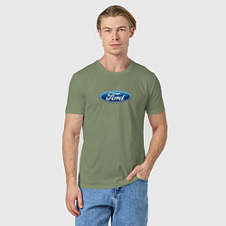 Футболка хлопковая мужская Ford usa auto brend, цвет: авокадо — фото 2