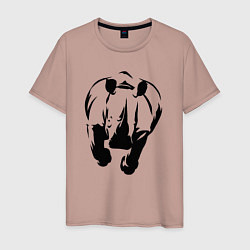 Футболка хлопковая мужская Носорог атакует, цвет: пыльно-розовый