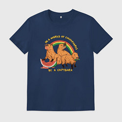 Футболка хлопковая мужская В мире чупакабр будь капибарой, цвет: тёмно-синий