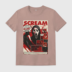 Футболка хлопковая мужская Крик постер, цвет: пыльно-розовый