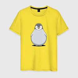 Футболка хлопковая мужская Птенец пингвина мультяшный, цвет: желтый