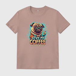 Футболка хлопковая мужская Give me coffee, цвет: пыльно-розовый