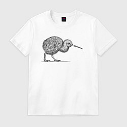 Футболка хлопковая мужская Птица киви в профиль, цвет: белый