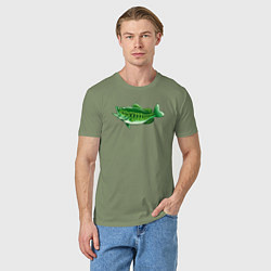 Футболка хлопковая мужская Зелёная рыбка, цвет: авокадо — фото 2