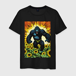 Футболка хлопковая мужская Разъяренная горилла, цвет: черный