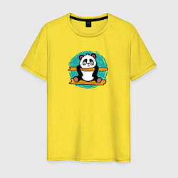 Футболка хлопковая мужская Панда гимнаст, цвет: желтый