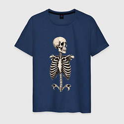 Футболка хлопковая мужская Улыбающийся скелет, цвет: тёмно-синий