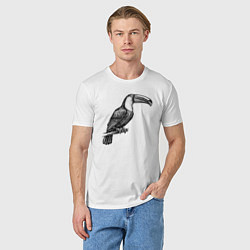 Футболка хлопковая мужская Тукан на жердочке, цвет: белый — фото 2