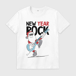 Футболка хлопковая мужская New year - rock, цвет: белый